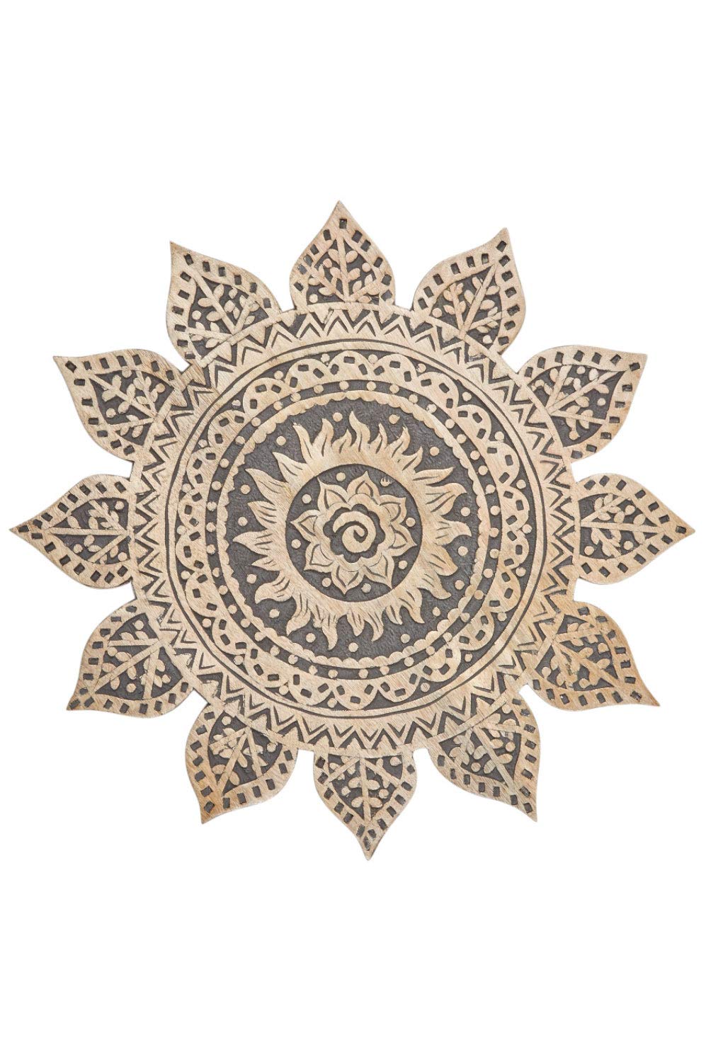 Orientalisches Wandbild Sole modern aus Holz in Braun-Schwarz 40 cm