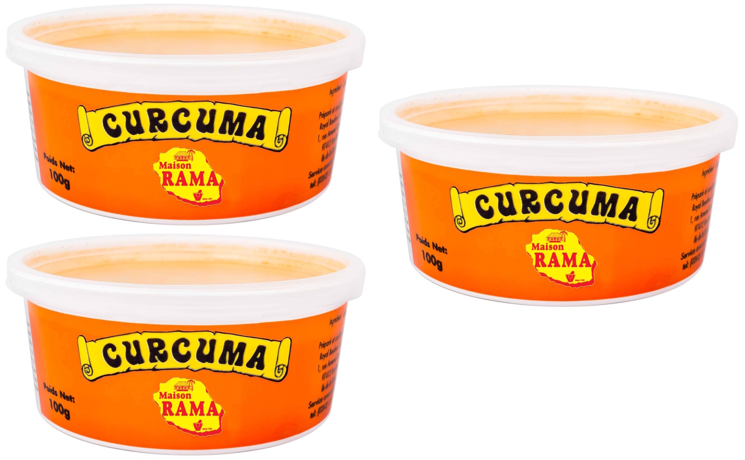 MAISON RAMA - Ile de la Réunion - Epices : (Lot de 3, Curcuma en pot 100g)