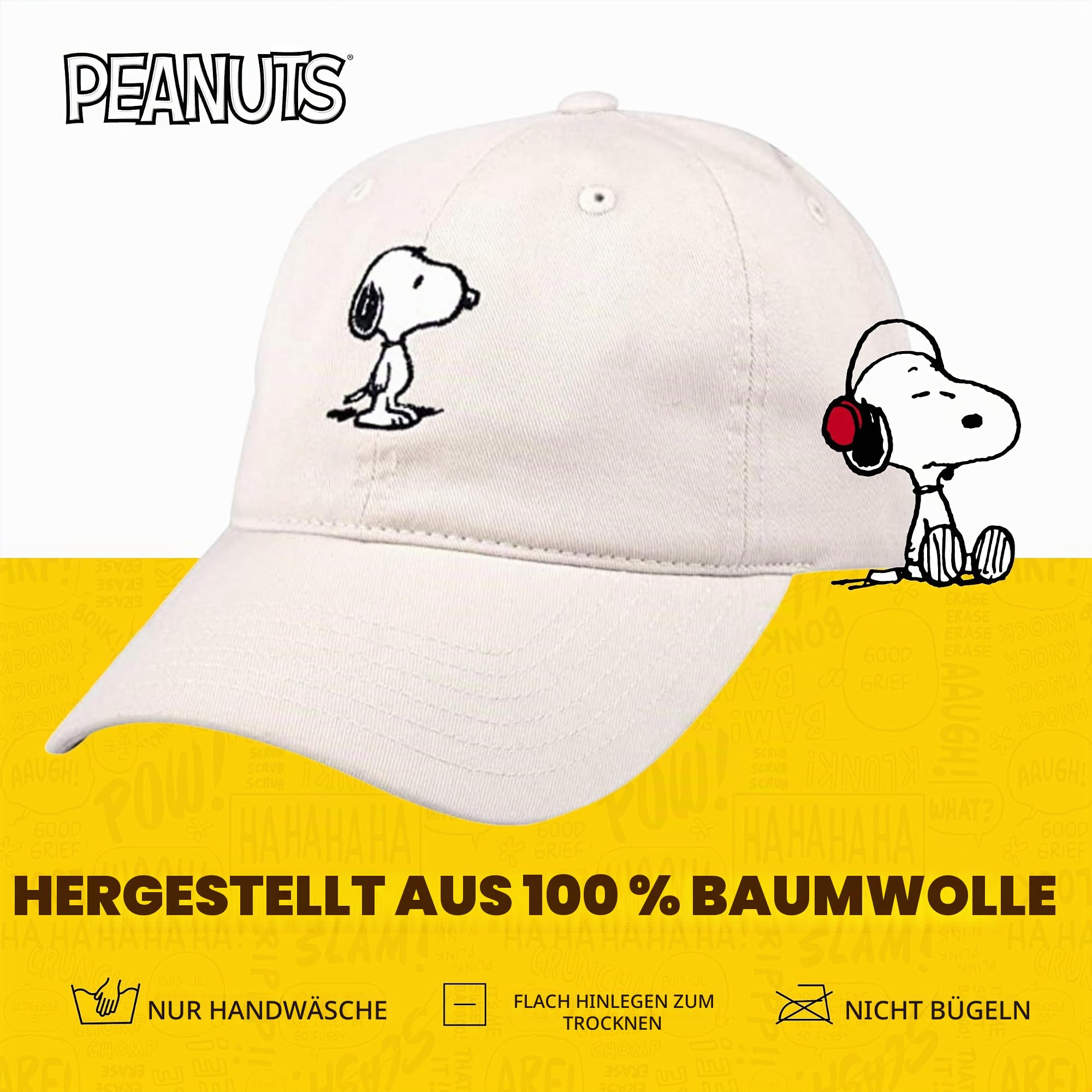 Concept One Unisex Baseballkappe Peanuts Snoopy Dad Hat, Adult Baseball Cap with Curved Brim