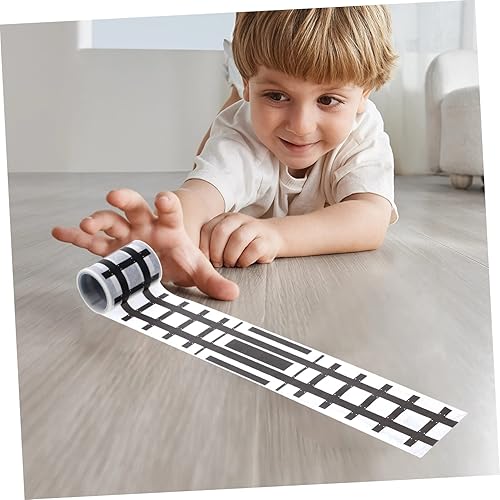 Miniatura 9 de Toyvian Cinta de papel de carretera Papel de contacto 2 rollos Cinta de pista Tren Tren Juguetes Teléfono Poste Cinta de alfombra de papel Cinta de