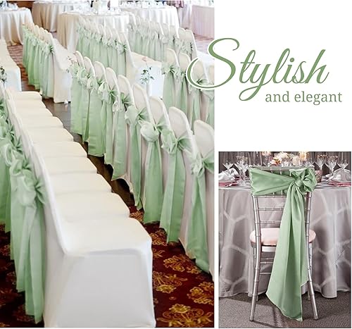 Miniatura 2 de Pesonlook 120 cintas para sillas de satén verde salvia, bandas de satén para bodas, recepciones, eventos, banquetes, fiestas, eventos de hotel,