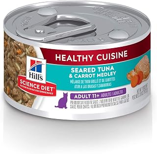 Hill's Science Diet Senior 11+ Healthy Cuisine Canned Cat Food, Seared Tuna & Carrot Medley, 2.8 oz, 24 Pack wet cat food