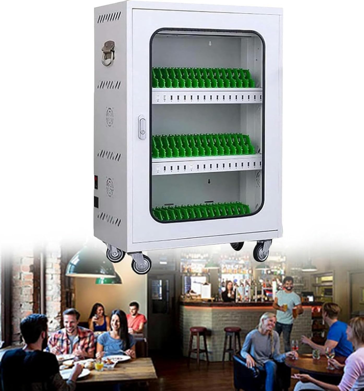 Mobile Phone Storage Box Transparent Acrylic Mobile Phone Security Locker with Key,60-Slot Portable Cell Phone Charging Station Cabinet, Rechargeable Mobile Phone Locker, Organized Mobile De