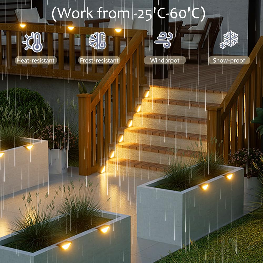 6 Pezzi LED Solare Lampada da Scala, Luci Solari da Giardino, Luce Solare per Scale, luce per scale, lampade a LED da giardino per cortili