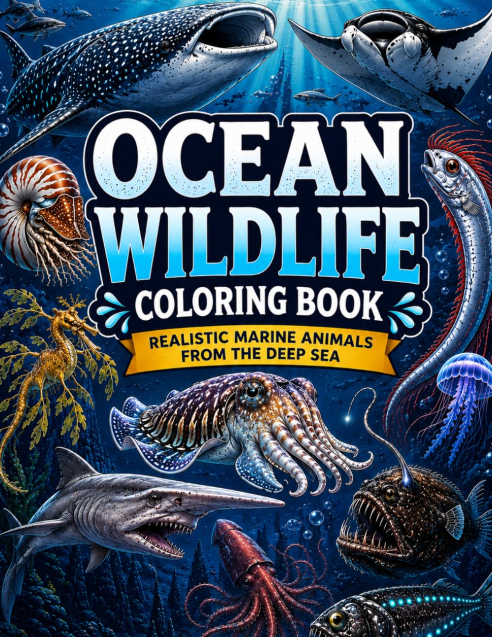 Ocean Wildlife Coloring Book: Realistic Marine Animals From The Deep Sea