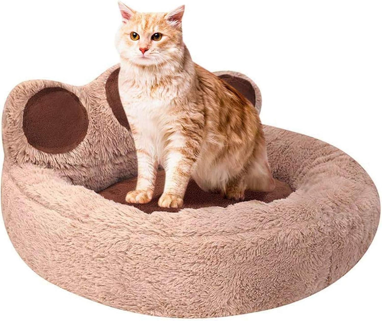 Pet Bed for Cats and Small Medium Dogs Soft Sofa Washable Cuddler Puppy Winter Warm Plush Sleeping Cushion Gray L 63X61X38cm (Brown L 63X61X38cm)