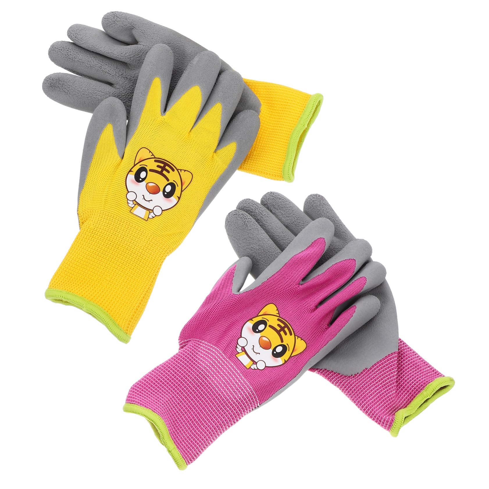 Milisten 2 Pairs Gardening Gloves Wear Resistant Outdoor Gloves Comfortable Material with Cute Cartoon Patterns for Gardening Activities and Garden Work