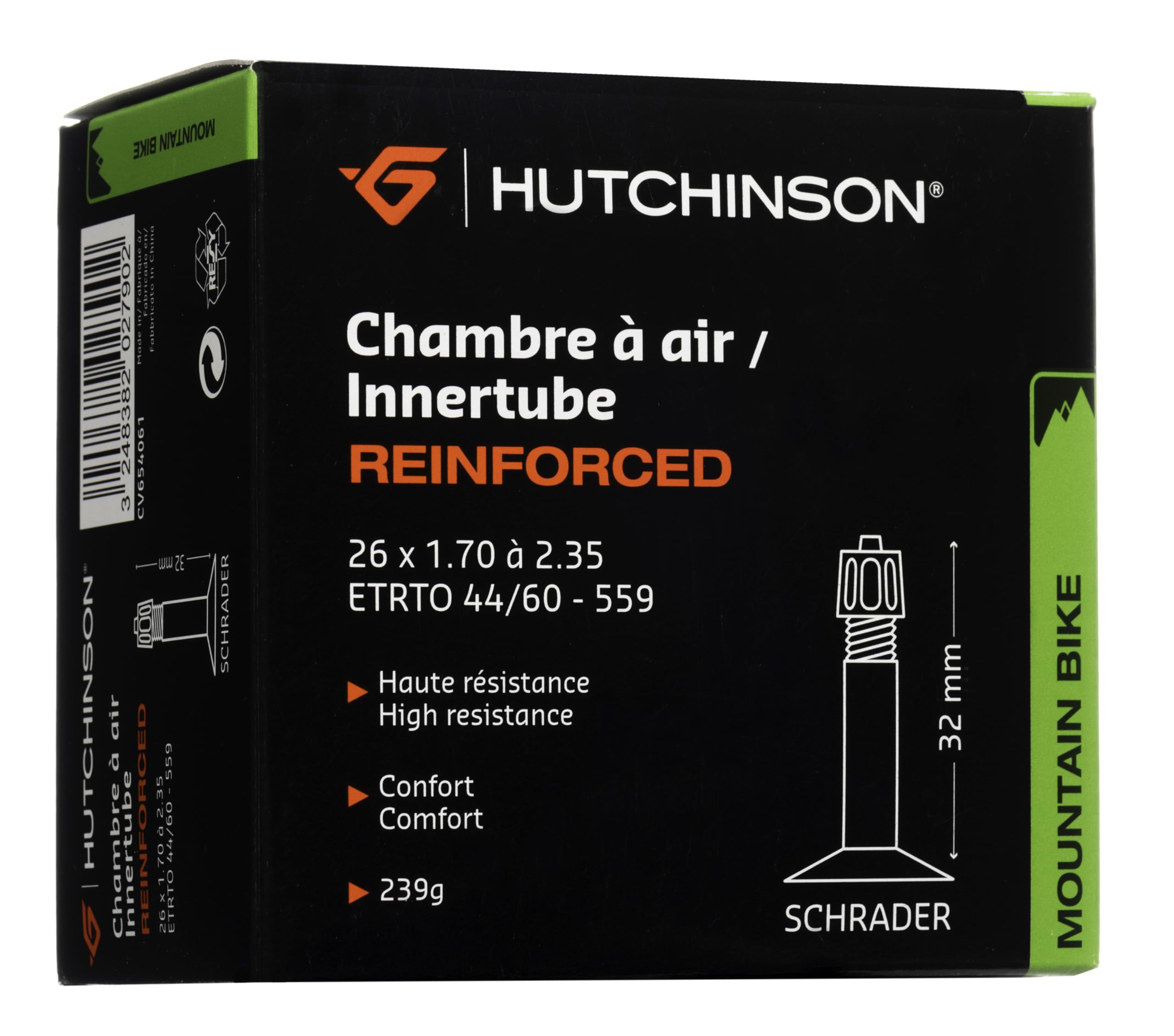 Hutchinson Reinforced MTB Inner Tube – Schrader Valve (32mm) – 26 x 1.70/2.35