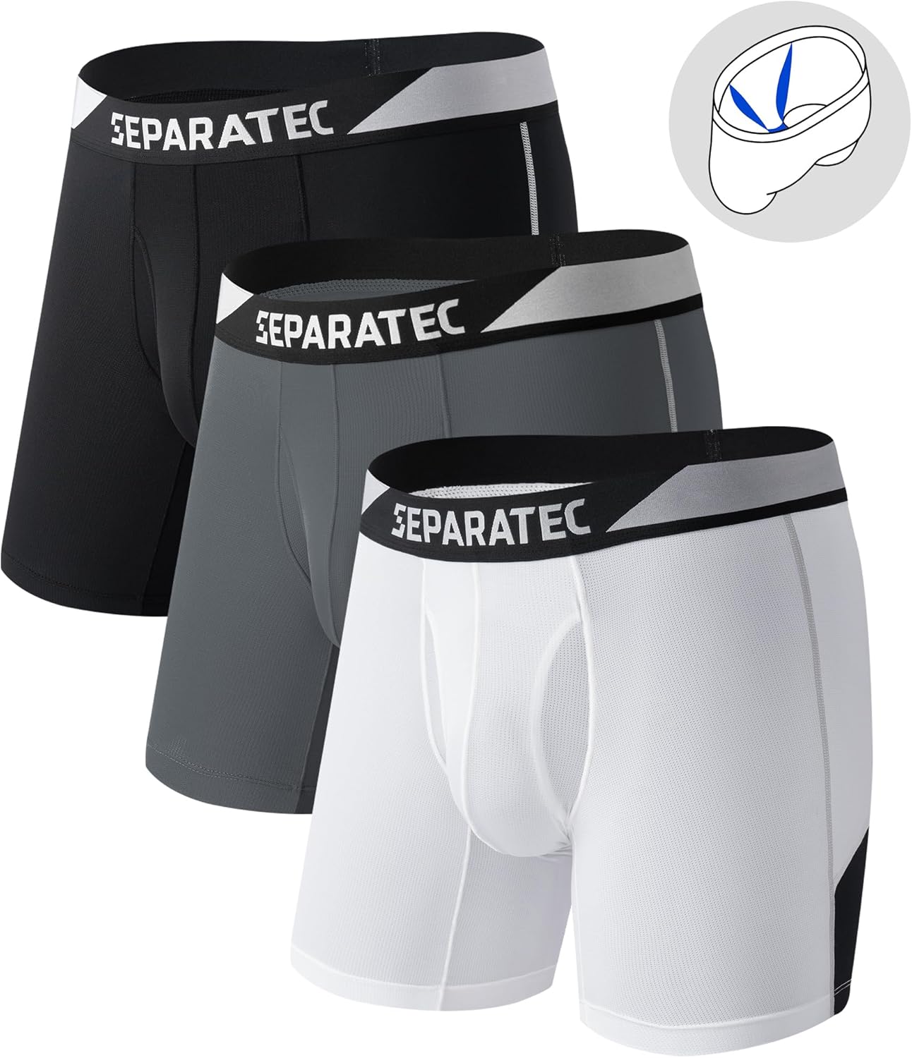 Separatec Mens Underwear Separate Pouch Boxer Briefs Breathable Cooling & Quick Dry Mesh Performance Underwear with Fly 3Pack - Image 7