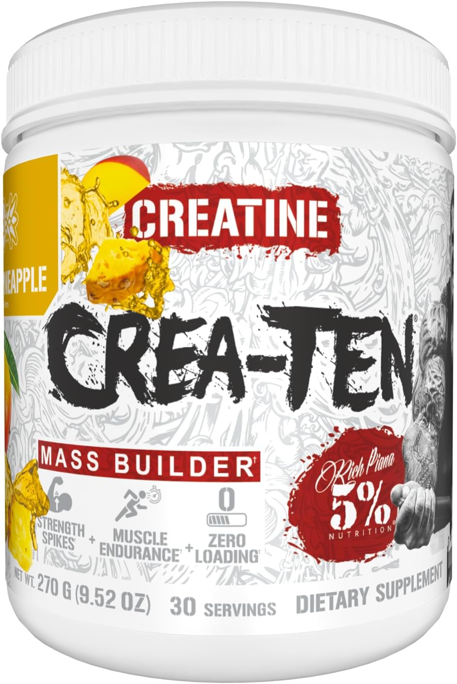 5% Nutrition CreaTEN Creatine Complex + Accelerators | Flavored Creatine Powder for Muscle Gain | Max Power, Strength, Endurance, & Recovery (Mango Pineapple)