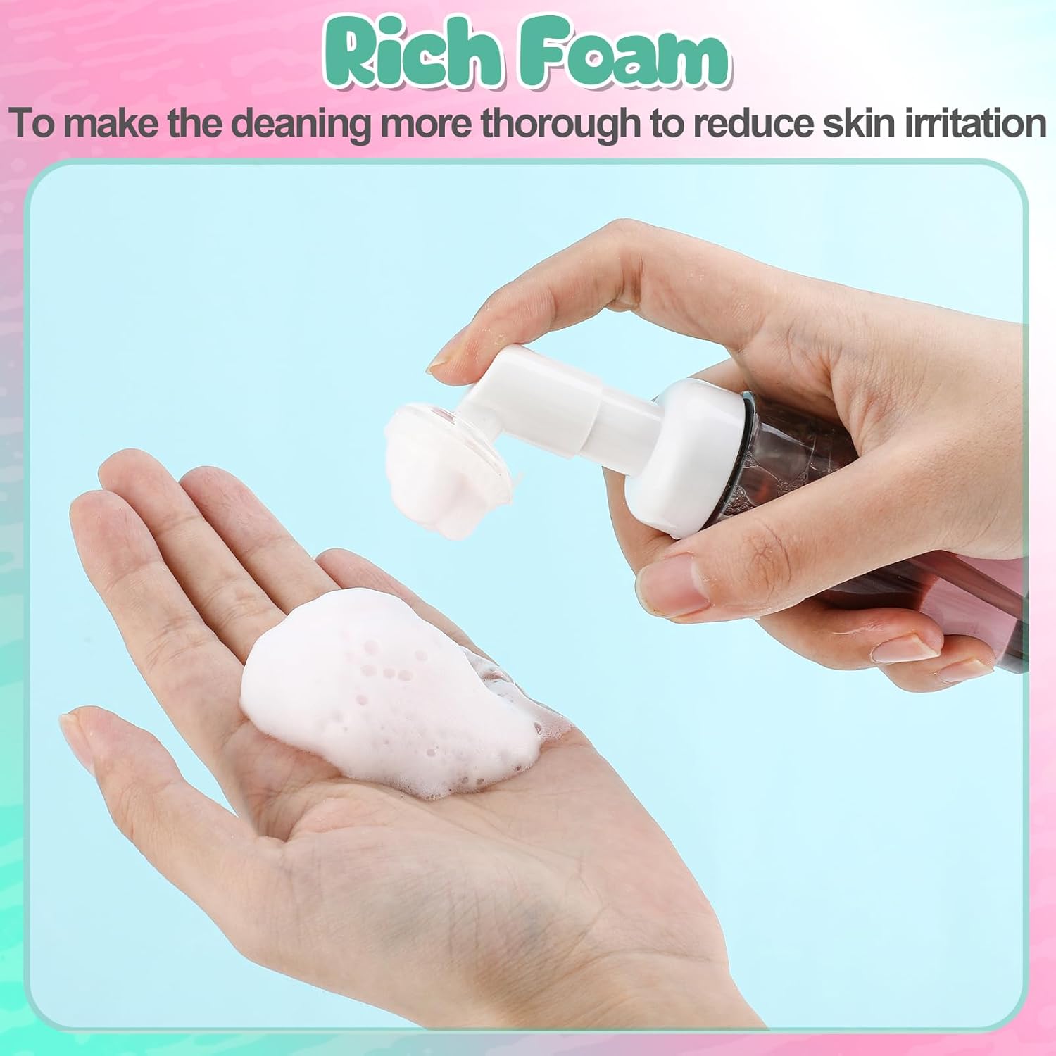 12 Pcs 2 oz Foam Bottle with Brush, 60 ml Travel Sized Foaming Soap Dispenser Empty Plastic Mini Facial Soap Pump Bottles Hand Soap Shampoo Container for Face Wash Lash Skin Care, 4 Color