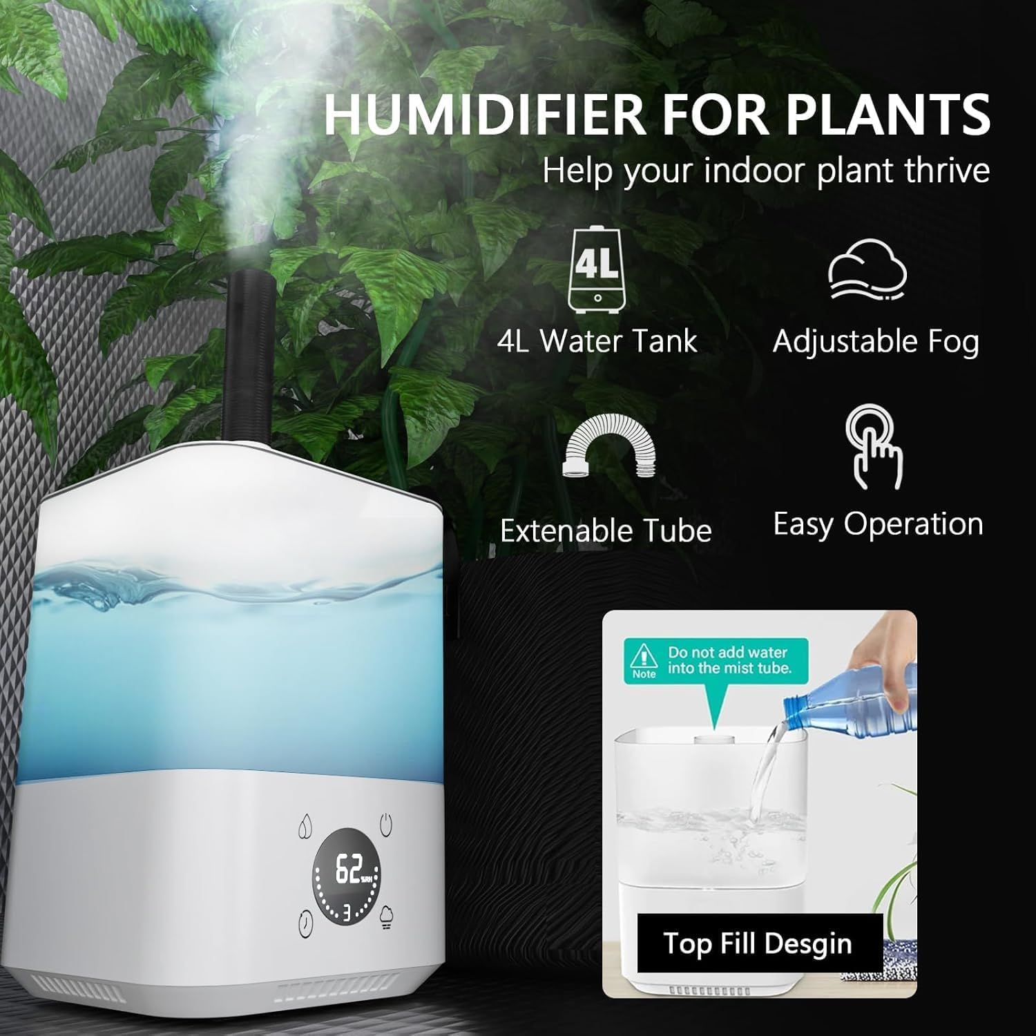 Kit Tente De Culture Complète LED Full Spectrum avec Ventilation Filtre Charbon, Arrosage Auto, Chauffage, Humidificateur & Ventilateur Pince