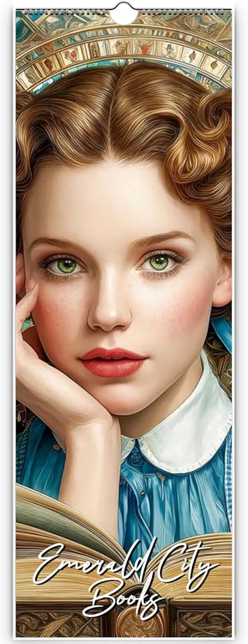2026 Emerald City Books Wall Calendar by Kaleidoscope Artisan Classic Fairytale with Holidays Modern, Slim 5.5x16.5 Display Size