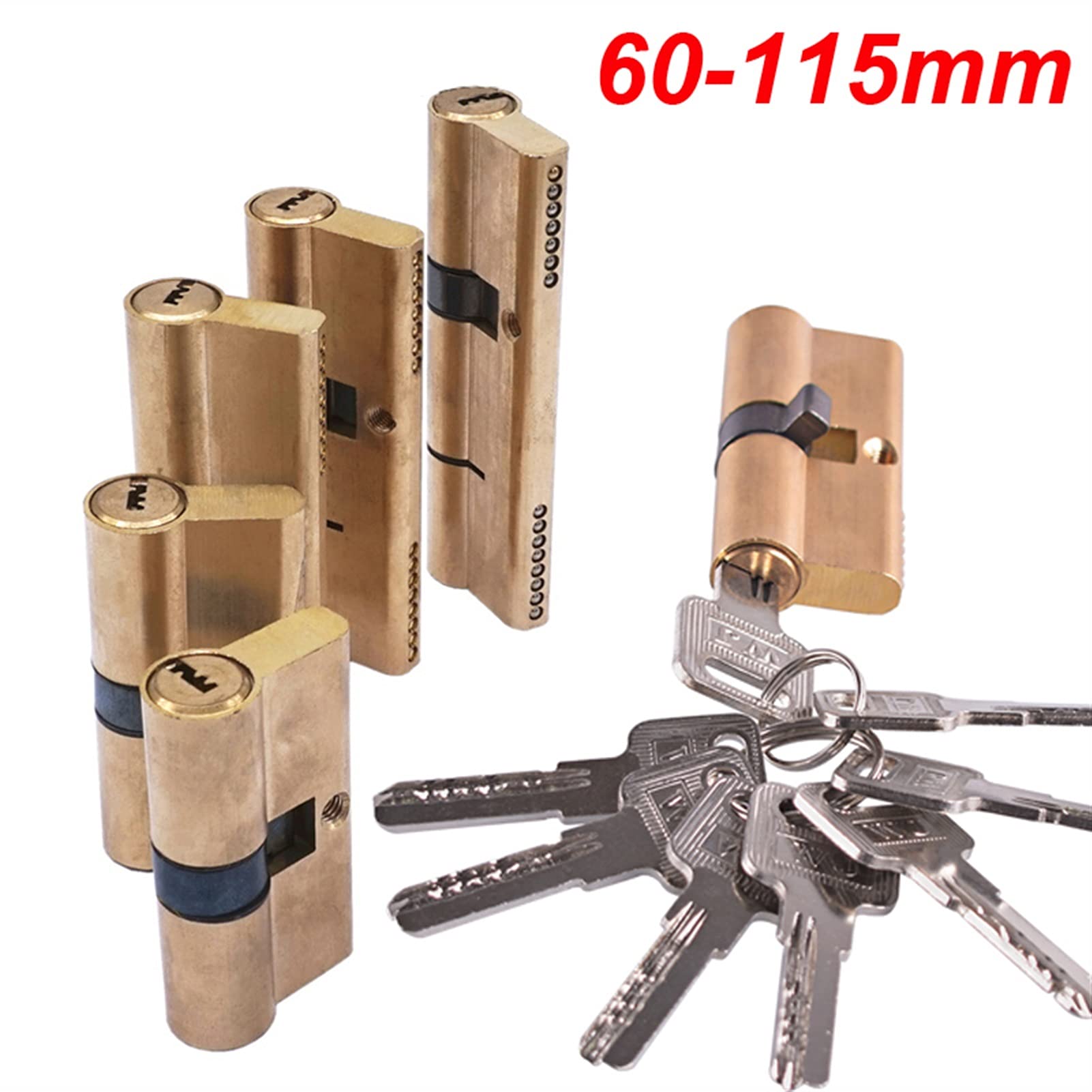 Zamek cylindryczny, zamek bębenkowy do drzwi, 65 70 80 90 115mm Zamek cylindryczny z skośnym trzpieniem do drzwi mosiężnych Wydłużony rdzeń Przedłużony 8 kluczy(80mmz(40x40))