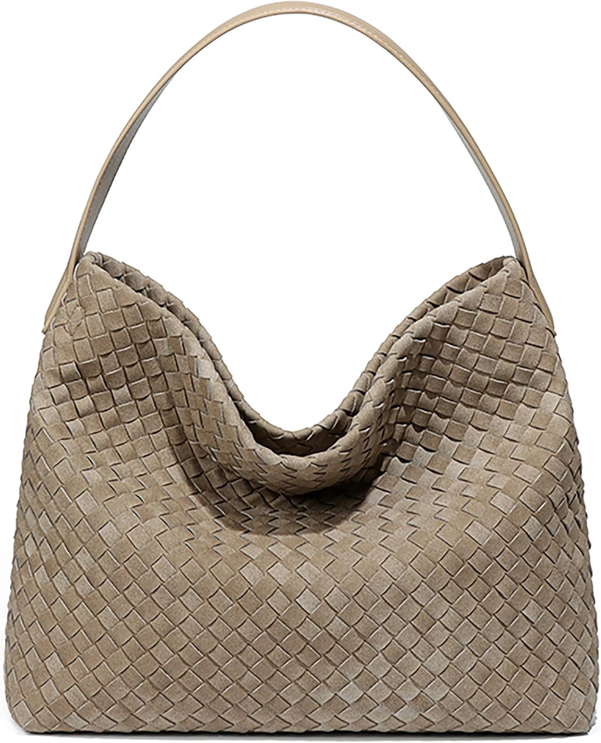 Woven Suede Shoulder Bag for Women Suede Hobo Bag Tote Elegant Handbag Satchel for Work Travel