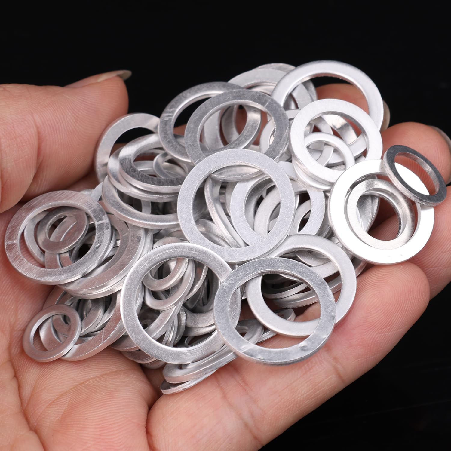 100PCS/ Box Automotive Fuel Pump Leak-Proof Aluminum Gaskets Oil Drain Sealing Flat Washers M6-M16 Car Maintenance Accessories