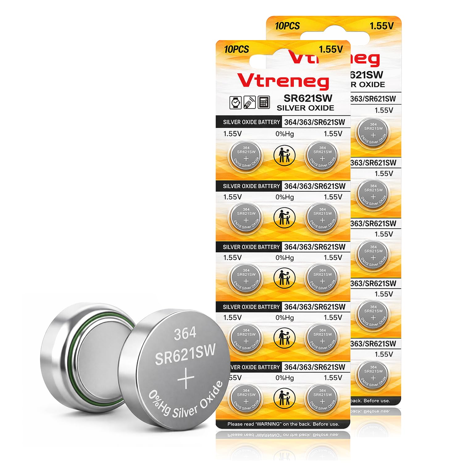 20 Pack 364 Watch Battery 363 AG1 164 SR621SW 1.55V Silver Oxide Battery