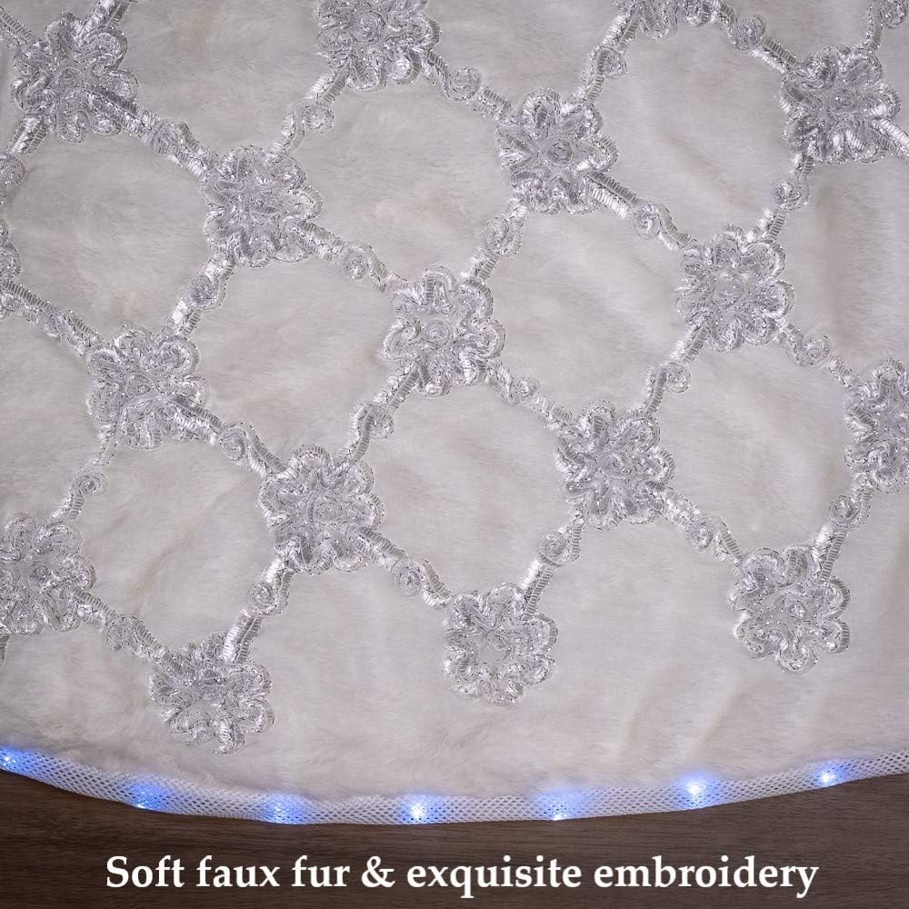 White 55 inch Faux Fur Hatched with Programmable LED Lights for Artificial Christmas Tree Decoration
