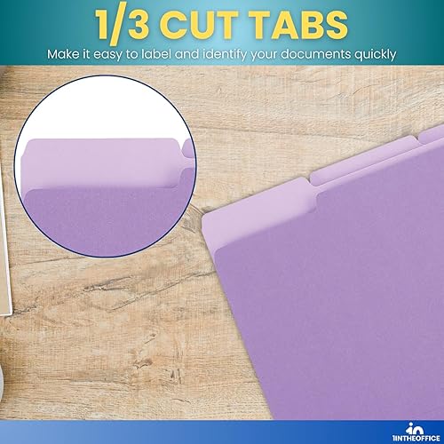 Miniatura 3 de 1InTheOffice Carpetas de archivos moradas tamaño carta carpeta de archivos de 13 carpetas de archivos de colores paquete de 100