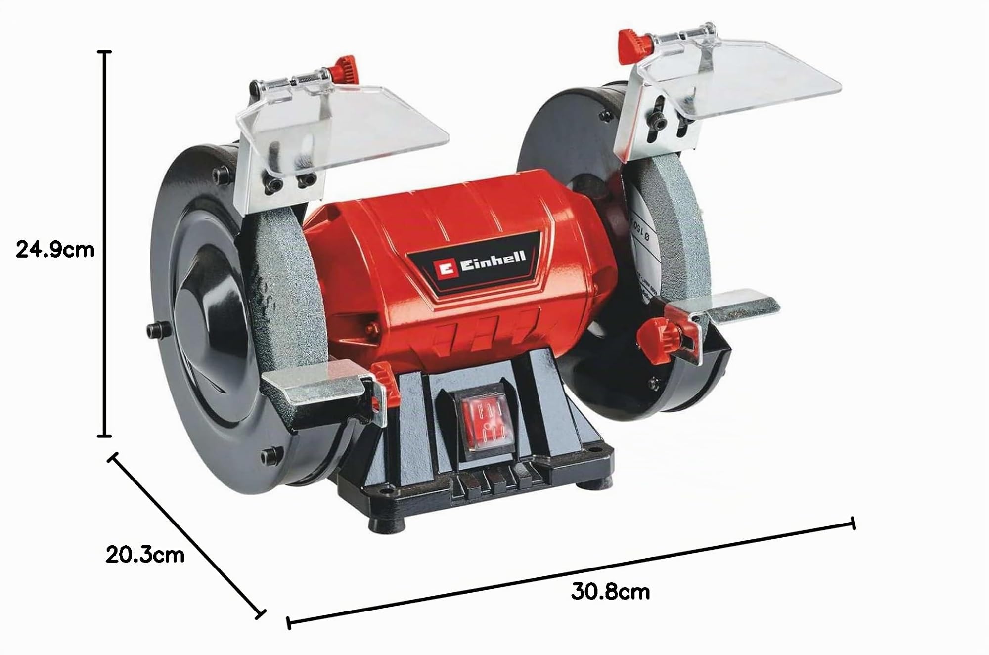 Einhell Smerigliatrice Combinata da Banco Tc-Bg 150 150 W, Disco Abrasivo a Grana Grossa e Disco a Grana Fine K36/K60 Inclusi, Metallo Plastica, Nero/Rosso, Nuovo - Mola Abrasiva 150 W - 150 mm