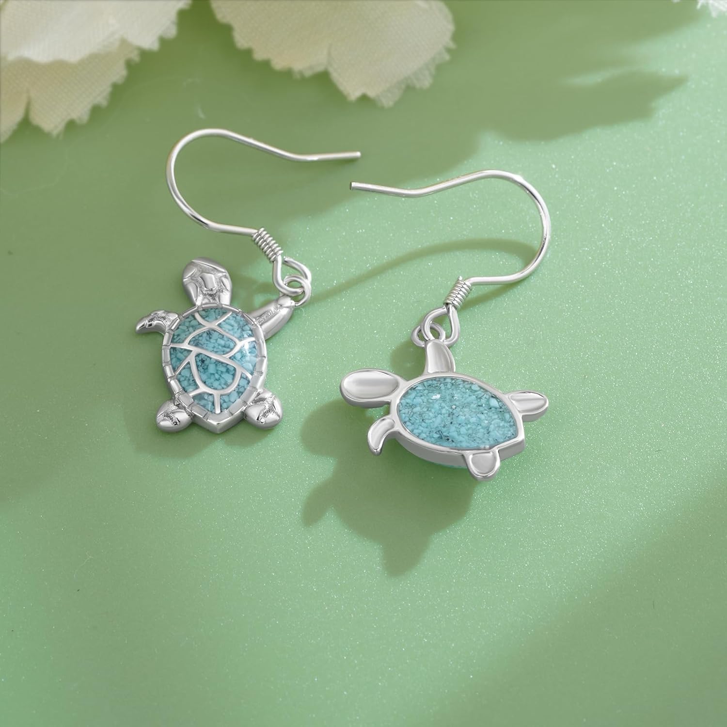 Turtle Earrings 925 Sterling Silver Sea Turtle Earrings for Women Turquoise Jewelry Gifts for Sea Lovers - Image 2