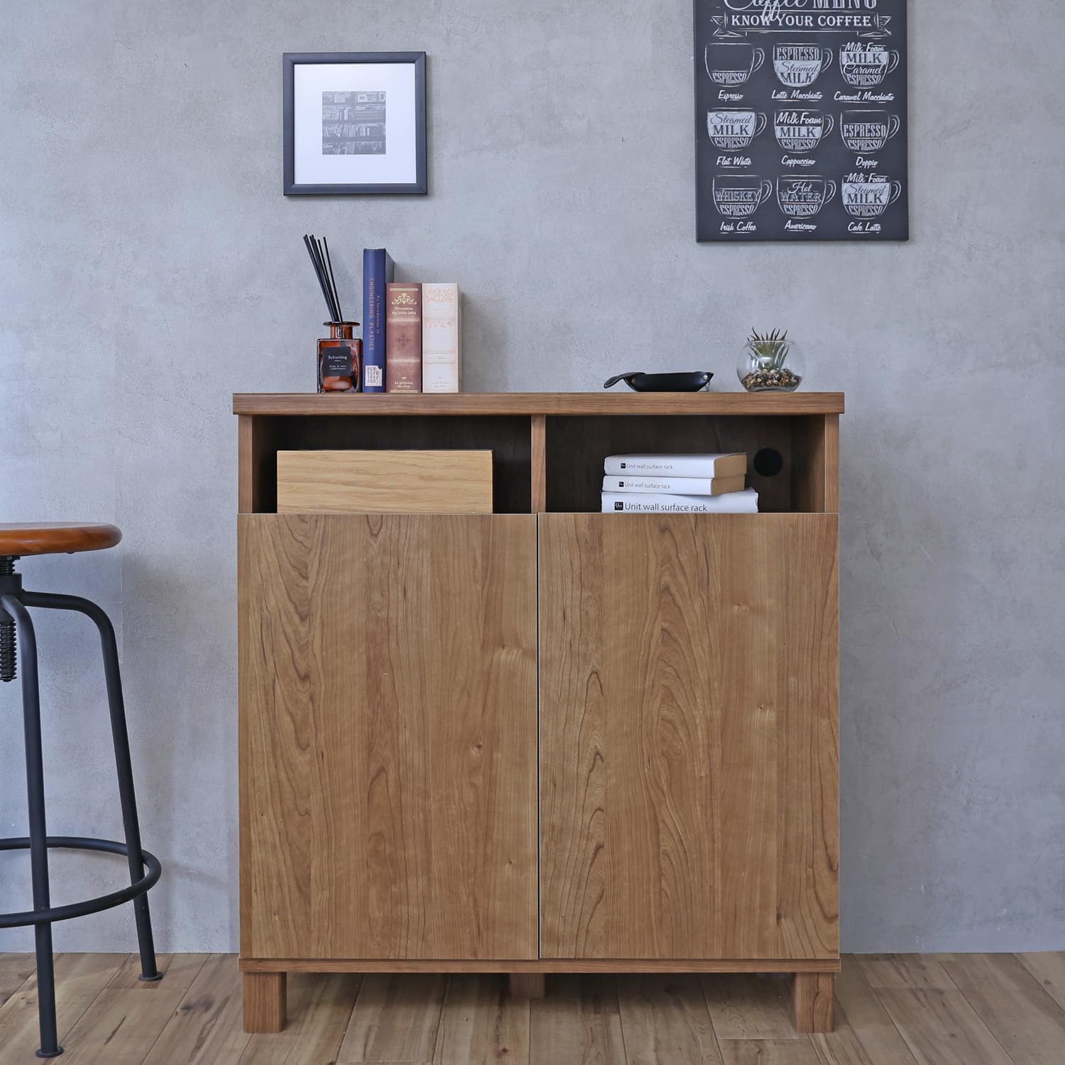 Amazon｜キャビネット カウンター2列 幅約74cm サイドボード