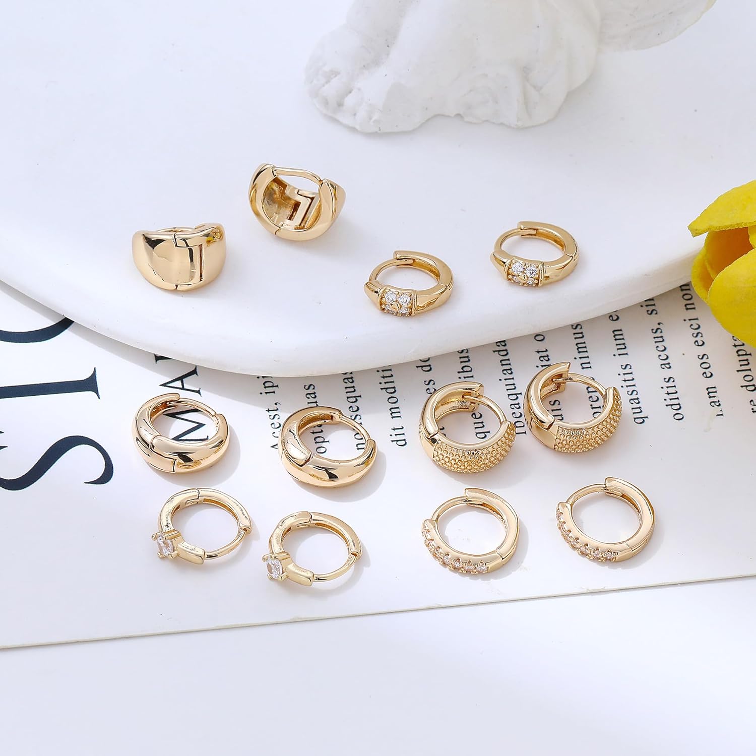 Wgoud Small Gold Hoop Earrings Set for Women, 6 Pairs 14K Gold Plated Hypoallergenic Lightweight Huggie Hoops Earrings, Trendy Cartilage Cubic Zirconia Earrings for Women Gifts. - Image 5