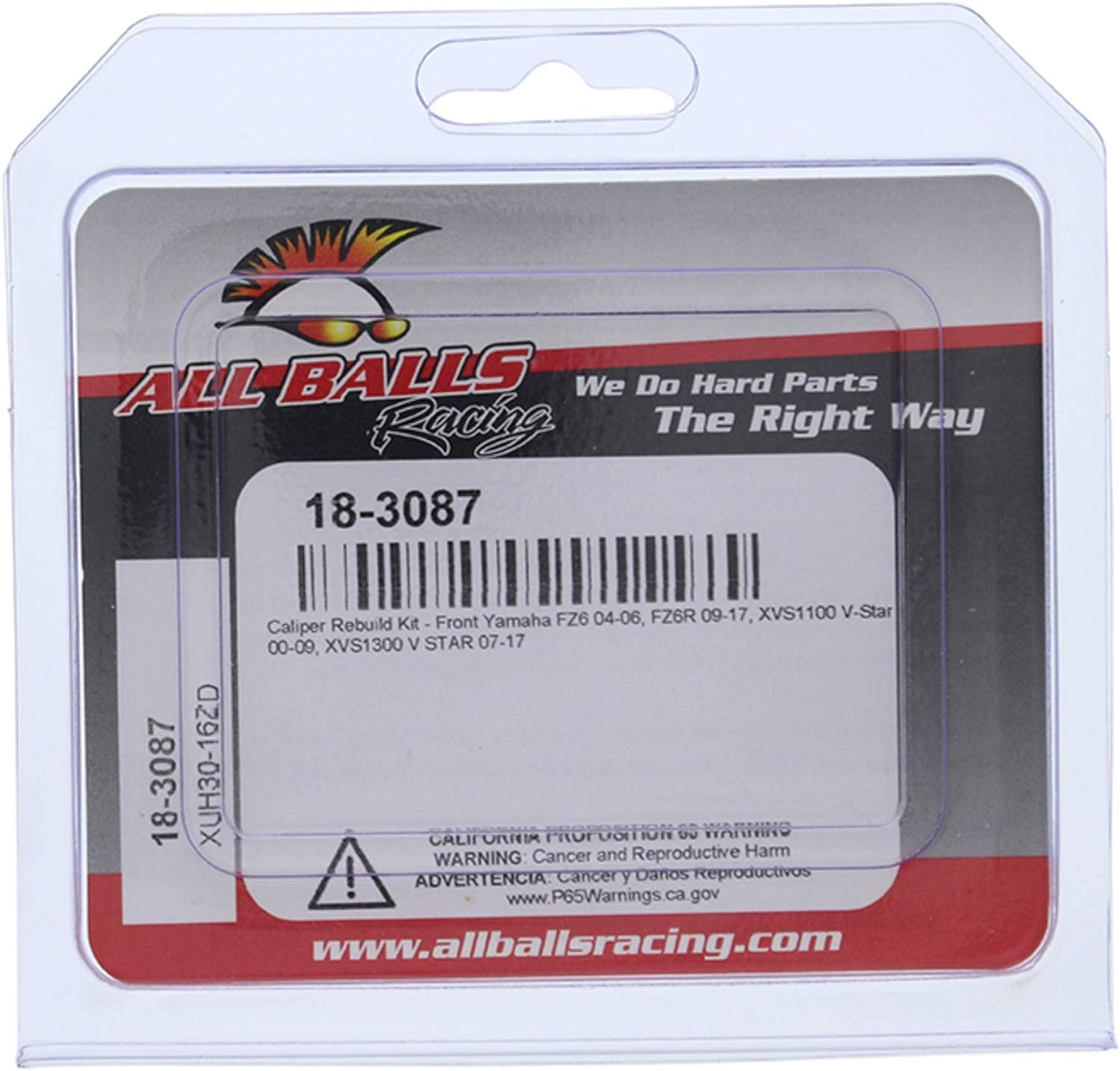 New All Balls Racing Front Caliper Rebuild Kit 18-3087 Compatible With/Replacement For Yamaha XVS1100 V-Star 00-09