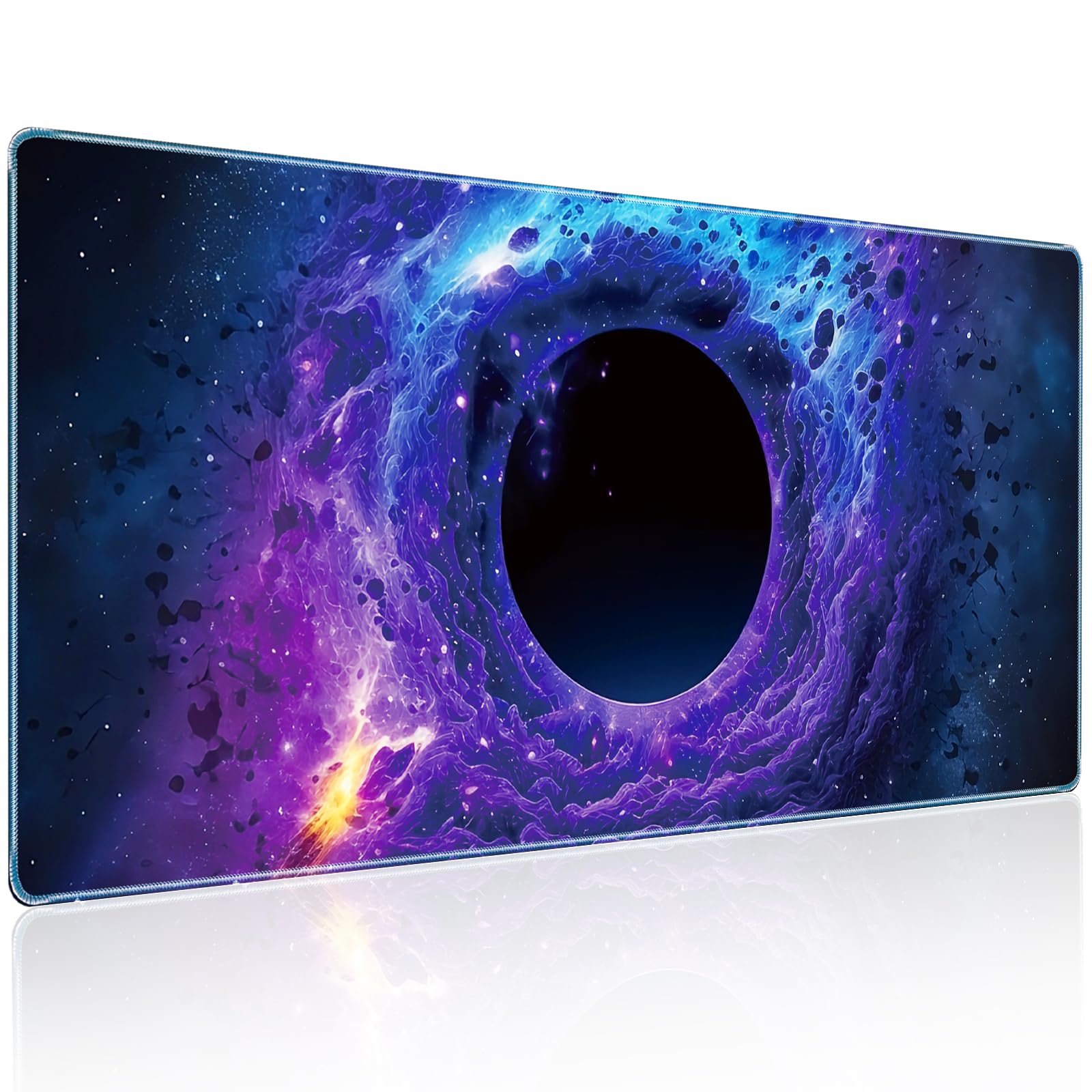 Mysterious Black Hole Cool Technology Style Mouse Pad Gaming, Superior Smooth Fabric & Non-Slip Base for Excellent Maneuverability & Maximum Stability, 35.4 x 15.7in XXX-Large Gaming Mouse Pad