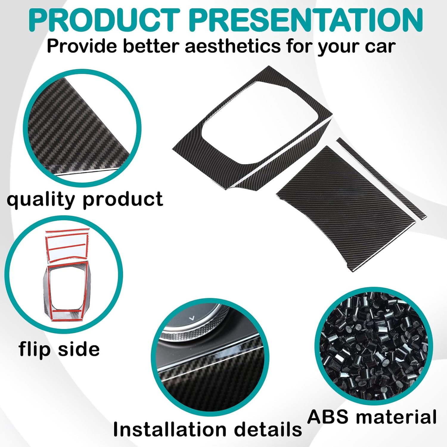 Car Center Console Gear Shift Panel Cover Trim Compatible with BMW 3 Series 3GT G20 G21 G22 G23 G26 G28 2019-2025,Gear Frame Panel Sticker Interior Accessories（ABS，Carbon Fiber Pattern）
