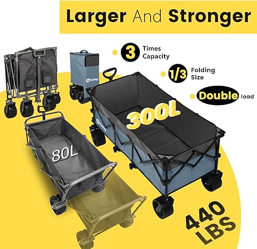 Miniatura 10 de Sekey Carro plegable extendido plegable de 48 pulgadas de largo con capacidad de peso de 440 libras, carrito de jardín plegable resistente de 300 L