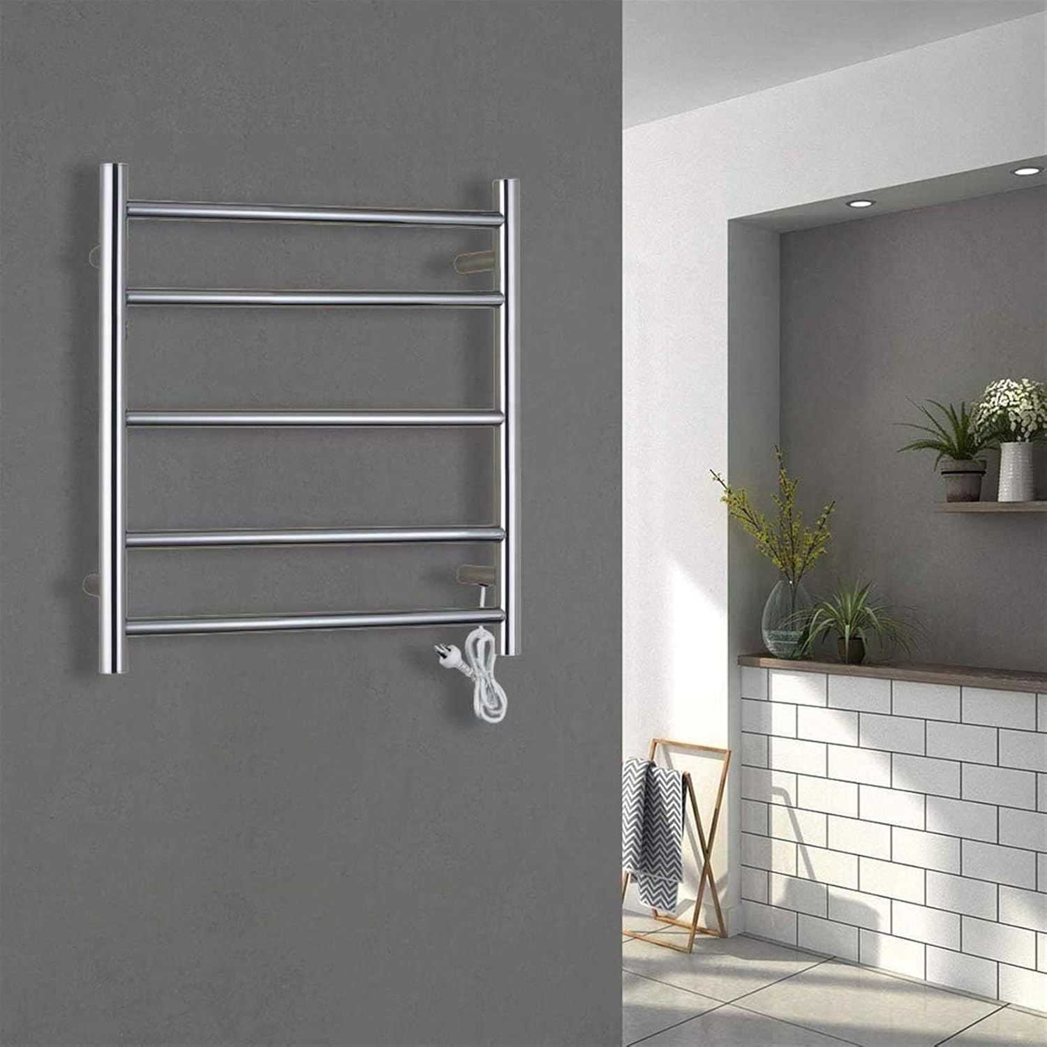 Heated Towel s Wall Mounted Towel Warmer, Electric Towel Warmer Rack Brushed Nickel Stainless Steel Heated Bars Towel Airer Heated for Bathroom (Hard Wire)