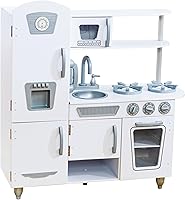 KidKraft Vintage White Wooden Play Kitchen with Ice Maker & Play Phone - Pretend Cooking Fun for Kids