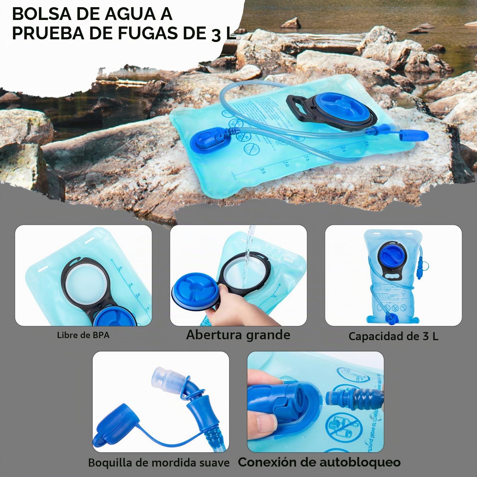 18L Mochila De HidratacióN con Bolsa De HidratacióN 3L, Gran Daypack Bolsa De Almacenamiento para Los Hombres Las Mujeres, Mochila De Ciclismo, Mochila para Correr, Mochila De HidratacióN