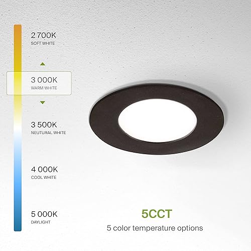 Miniatura 6 de ASD Iluminación LED empotrable ultrafina de 6 pulgadas, bronce aceitado, 5 CCT 2700K-5000K, 15W 60W Eqv, techo regulable sin lata, luz descendente