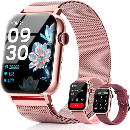 Smart Watch for Women, 1.83''HD with Bluetooth Answer/Make Calls, 3 Bands, Fitness Tracker Heart Rate Sleep Monitor, 120+ Sport Modes, IP68 Waterproof, 7 Day Battery, Smartwatch for Android iPhone