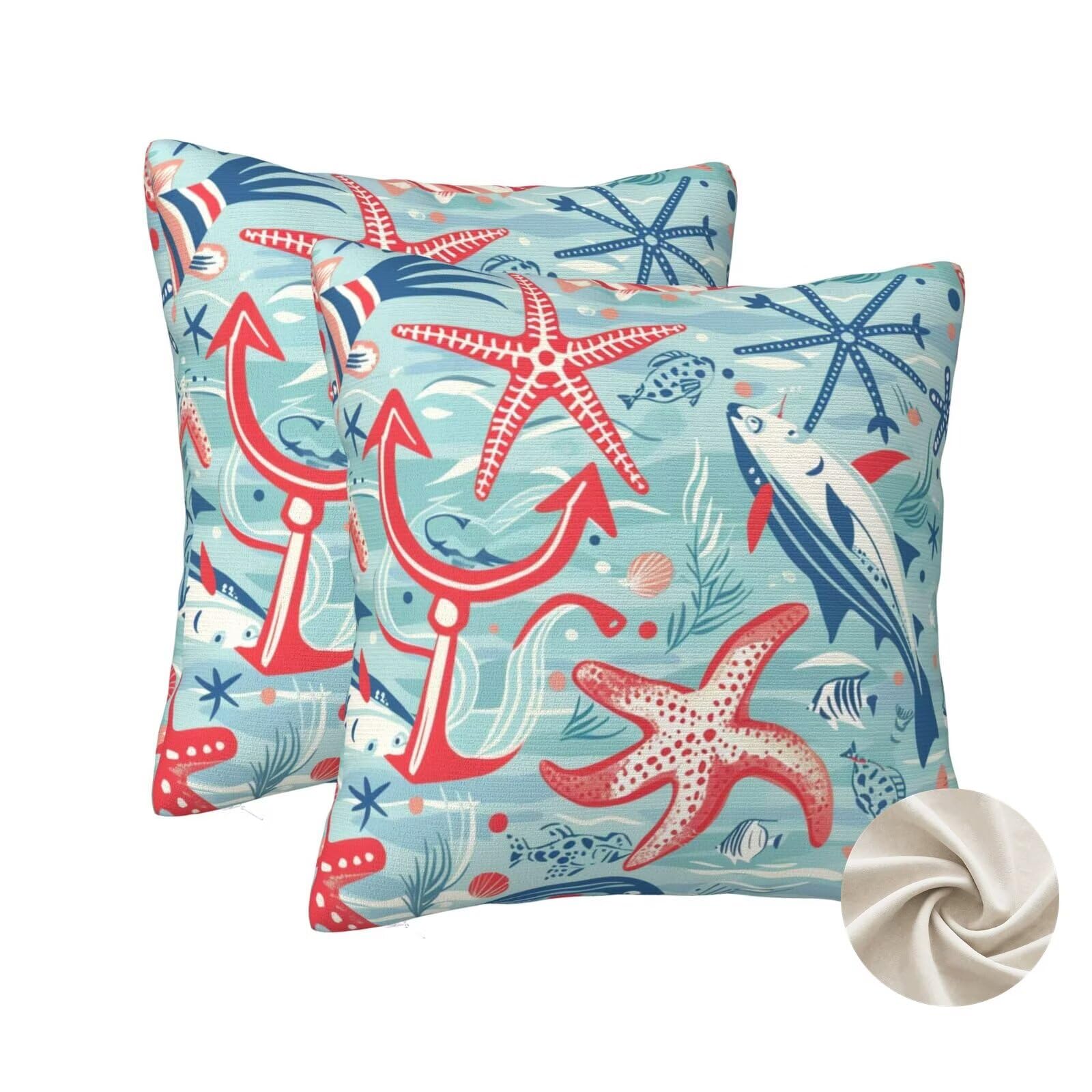 Housse de coussin poisson et étoile de mer pour transformer l'ambiance du salon
