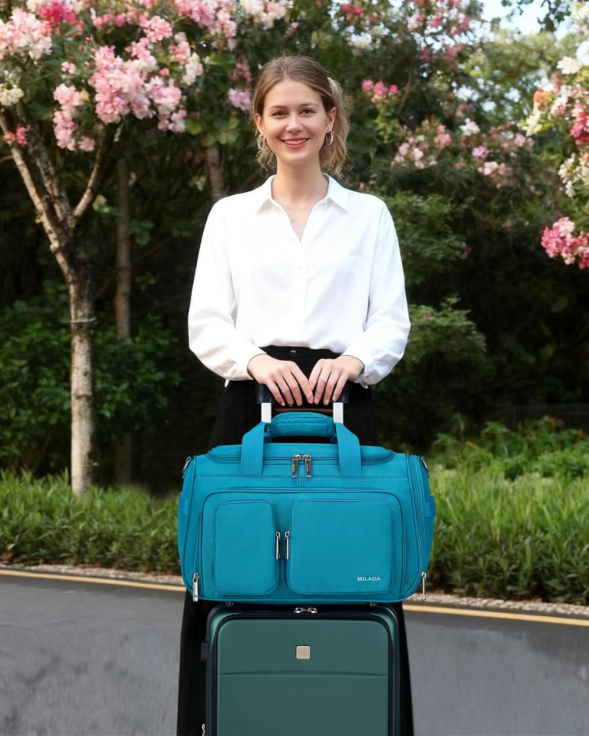 MILADA Underseat Carry On Luggage Bags for Travel Lightweight Foldable Carry On Bags for Airplanes Small Duffle Bag for Men Women TSA Approved Underseat Bag Travel Tote Bags, Caribbean Blue - Image 5