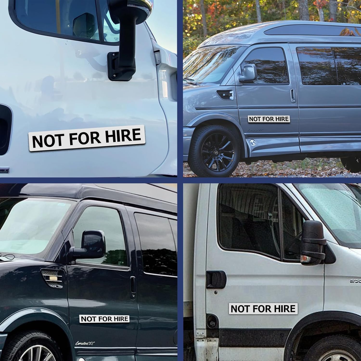 2-Pack Not for Hire Magnets Magnetic Sticker | 3.5 Inch by 21 Inch | US DOT Requirements | For Truck & Van | Black on White