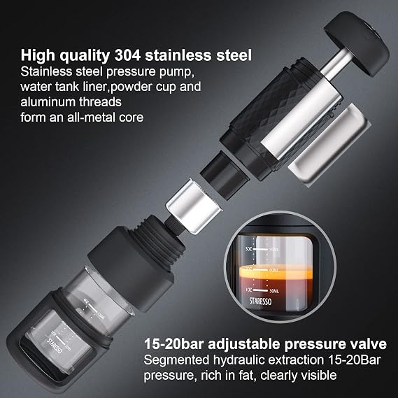 STARESSO Classic Espresso Maker & 37mm Bottomless Portafilter