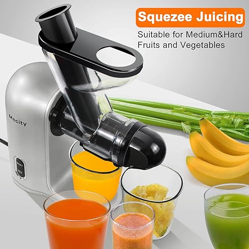 Miniatura 4 de Mecity Pequeño Juicer frío de la prensa exprimidor lento que mastica el Juicer para las verduras y las frutas, jugo puro ninguna pulpa, 120V,