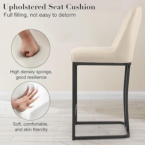 Miniatura 10 de thksbought Juego de 2 taburetes de bar de 24 pulgadas de altura de mostrador, sillas de bar modernas con patas de metal y reposapiés para cocina