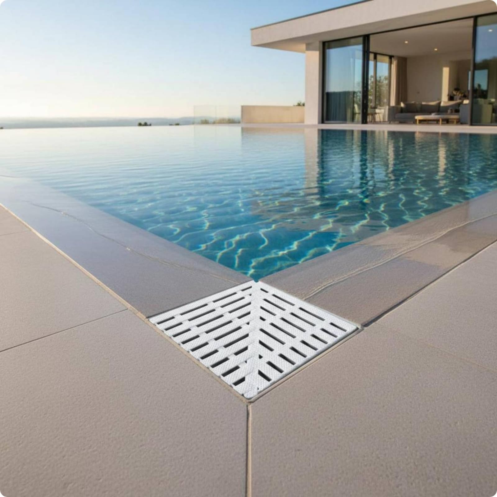 Scarico Angolo Piscina Griglia Drenaggio Antiscivolo Collegamento Semplificato Utilizzo per Piscina Spa Edificio Pubblico Casa, 30 Cm