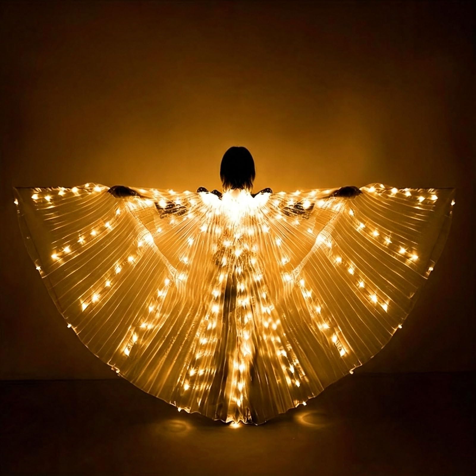 Disfraz Halloween Alas Led Mujer, Alas Ángel Brillantes Navidad | Alas de Ángel Resplandecientes con Palos Telescópicos Alas de Hadas LED for Adultos(Yellow,L)
