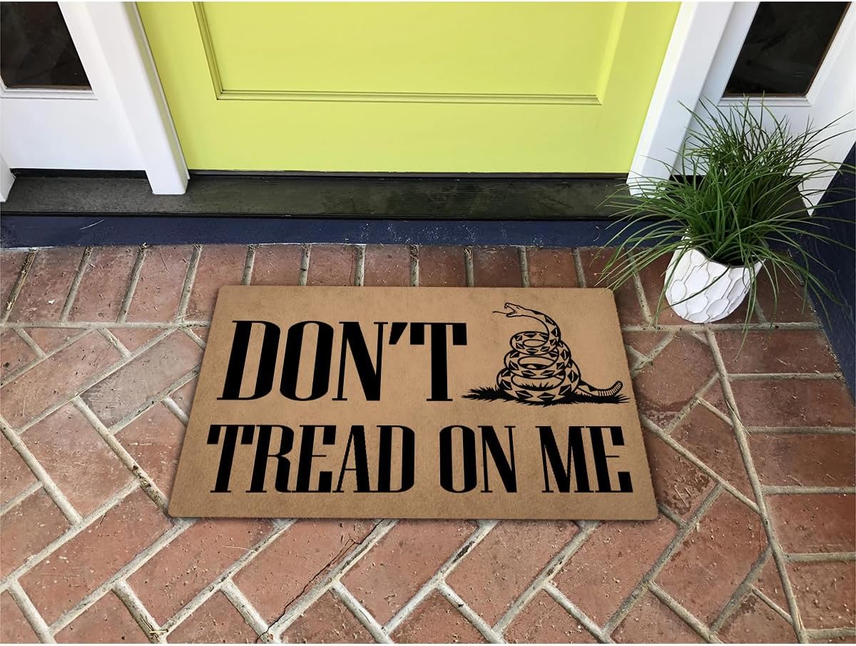 Funny Welcome Doormat Front Porch Decor Rugs With Rubber Back 30"(L) x 18"(W)Don't Tread On Me Snake Personalized Doormat For Entrance Monogram Mats for Front Door No Slip Kitchen Rug and Mats