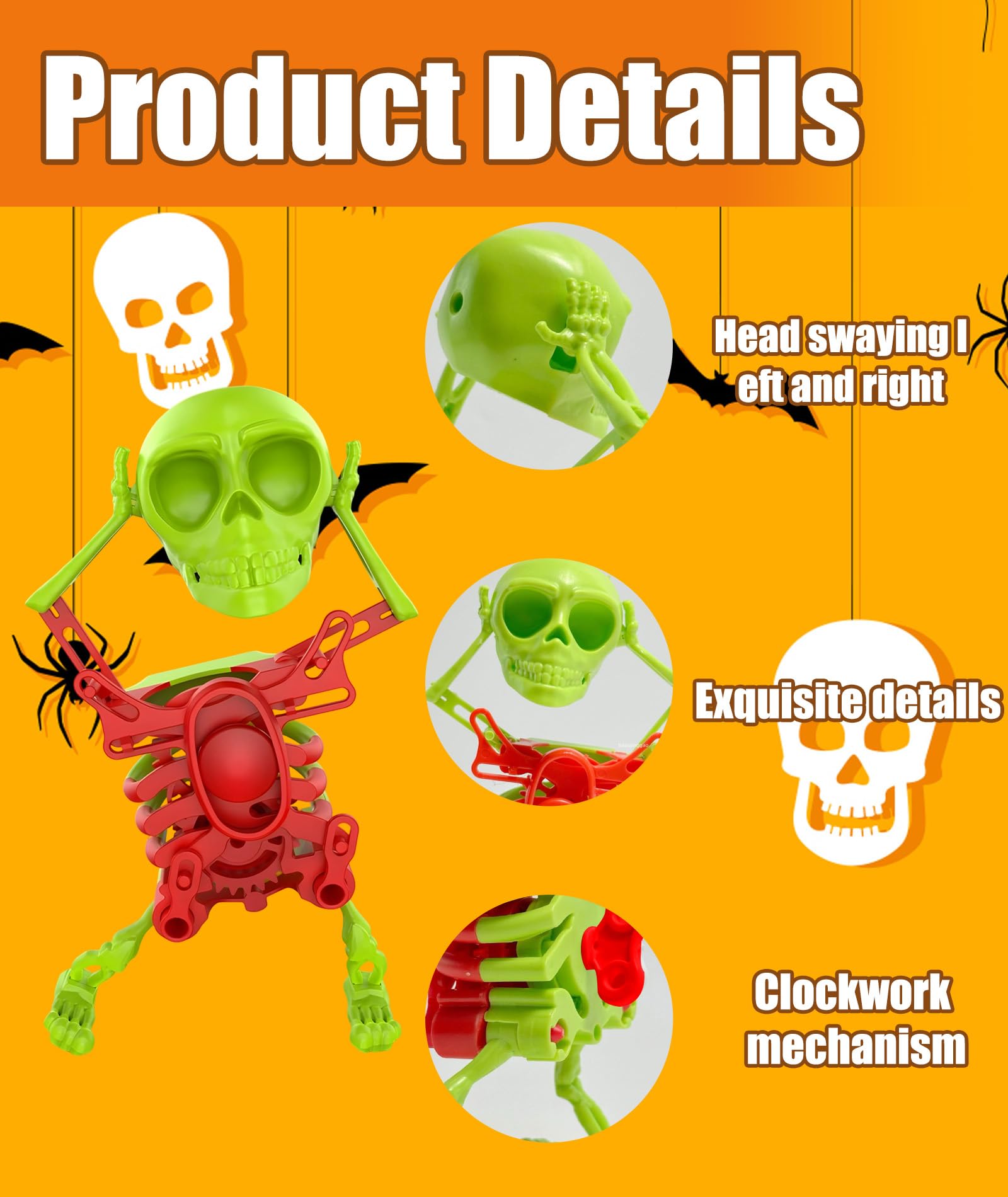 Dancing Skeleton Toy, Fun and Interactive Skeleton Toy for Kids, Perfect for Pranks and Gifts, 20 cm Long, 9.8 cm Wide - Image 3 thumbnail