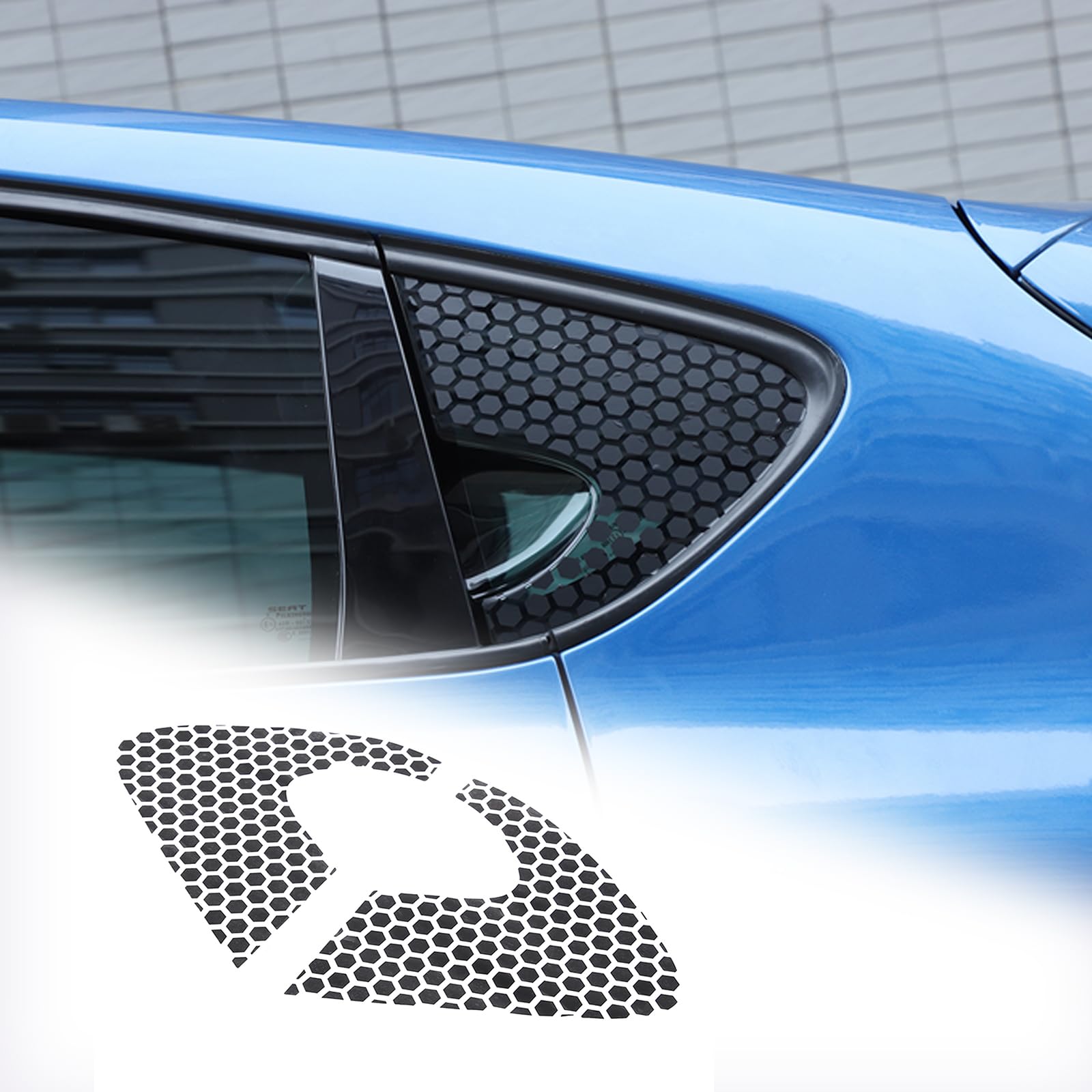 Grafika PCW o strukturze plastra miodu na tylną szybę samochodu trójkąt naklejka dekoracyjna naklejki kompatybilne z SEAT Leon MK2 2008-2012 akcesoria zewnętrzne