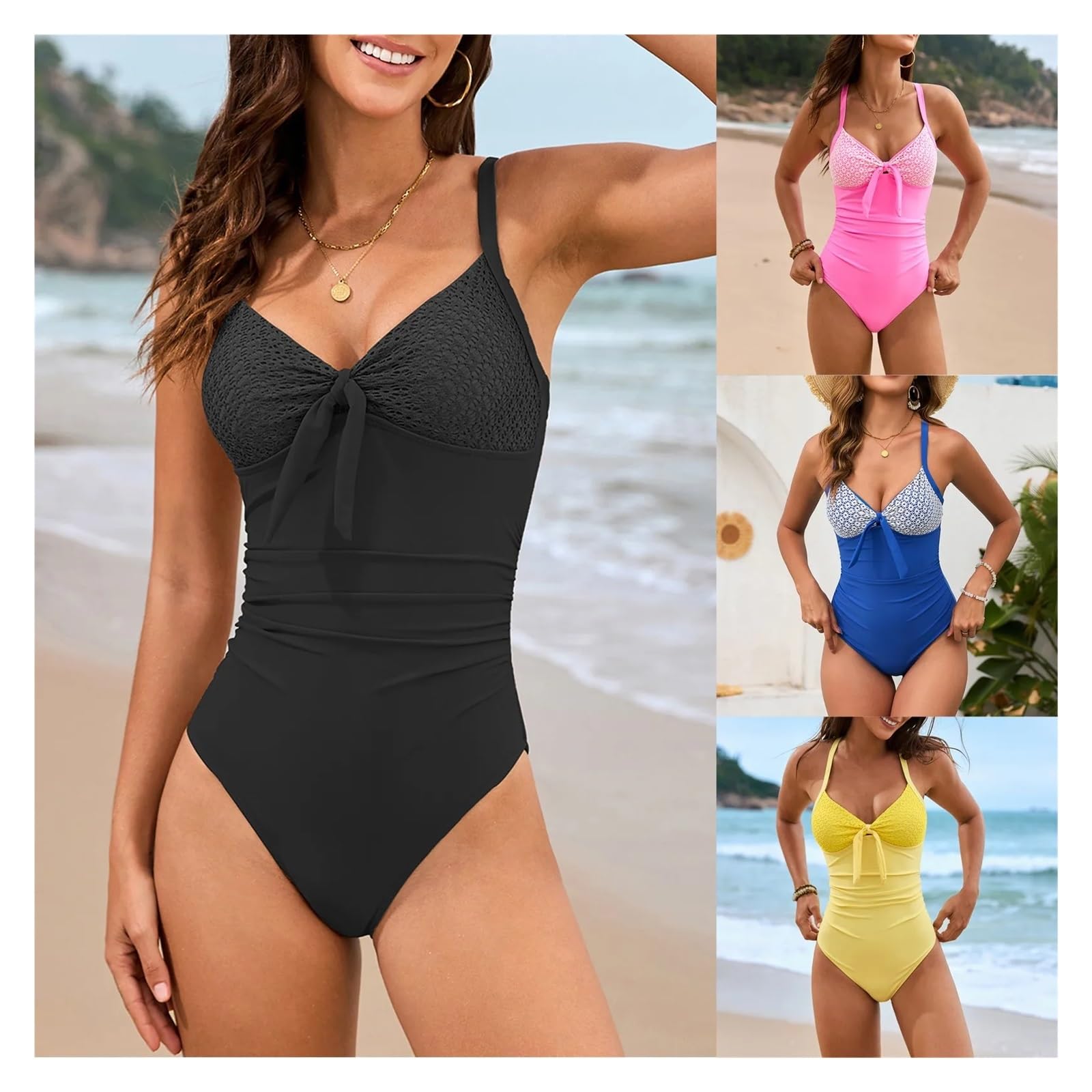 VFIDPSU Costume da Bagno Intero Costume da Bagno da Donna in Tinta Unita con Imbottitura for Il Petto, Senza Reggiseno in Acciaio, Sexy, Snellente, Morbido E Comodo