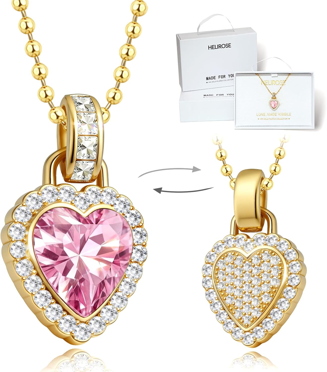 18K Gold Plated Heart Necklace for Women, Trendy Dainty Love Pendant Necklaces for Women, Birthday Jewelry Presents for Her, Mom and Wife