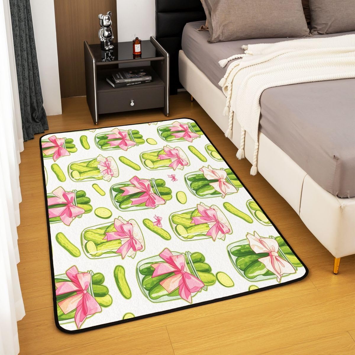 Pickle Area Rug 5x7 Pickled Cucumber Indoor Floor Mat for Kids Cute Bowknot Decor Carpet Women Men Teens Ultra Soft Decor Bow All Season Breathable Lightweight
